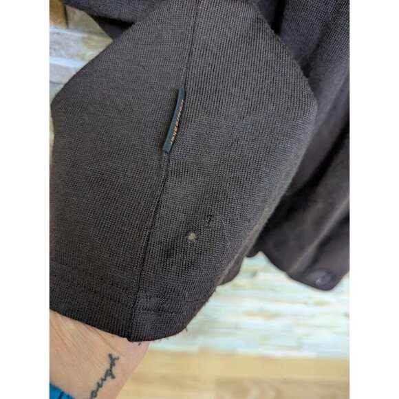 Icebreaker Sport Merino Wool Mens XL 1/4 Zip Pullover Sweater Top Brown Striped - Picture 7 of 10